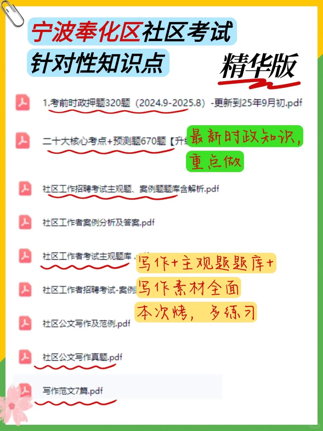 宁波奉化区社区工作者，就这几页，熬夜背吧