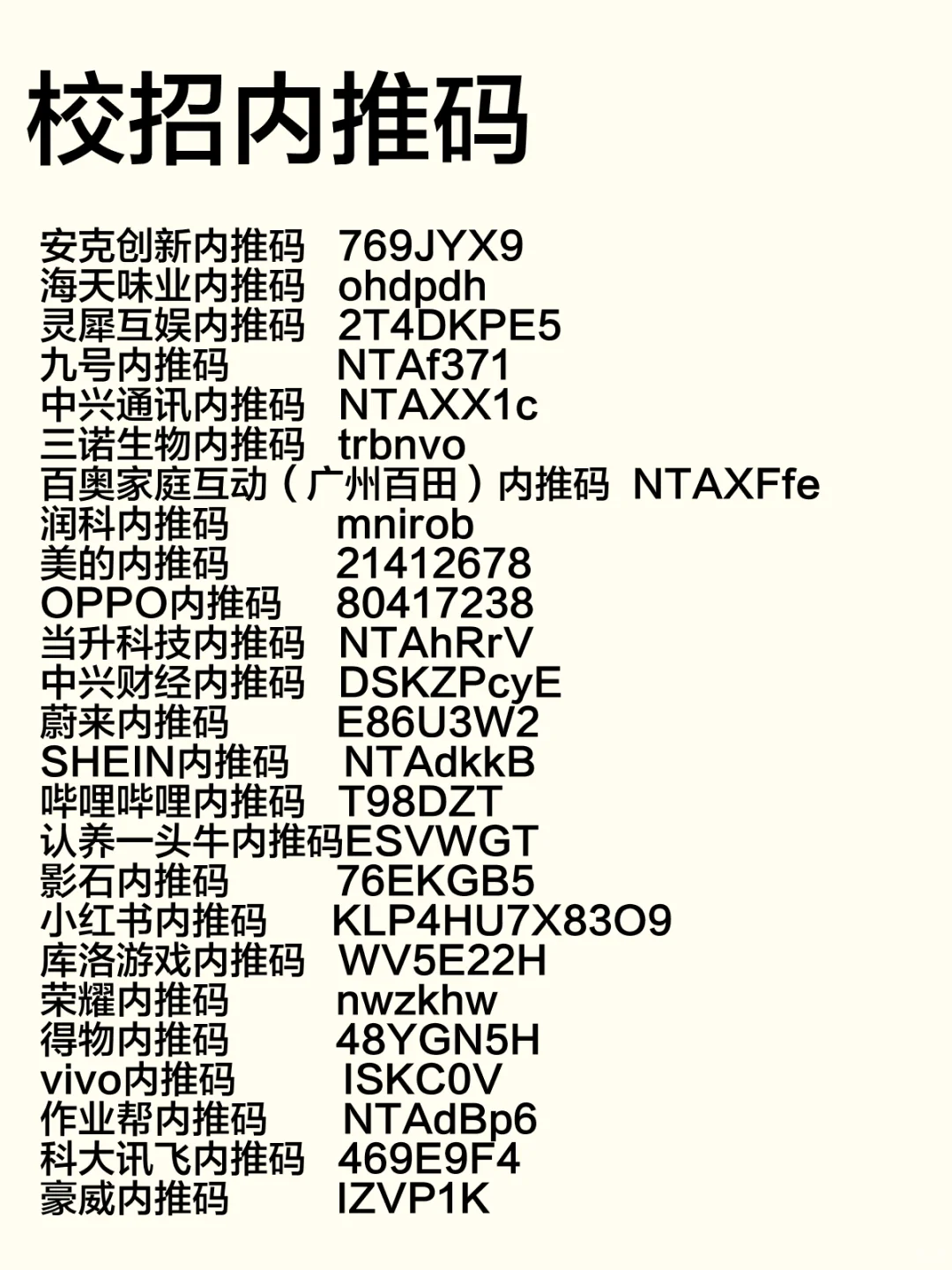 大厂校招内推码持续更新中～