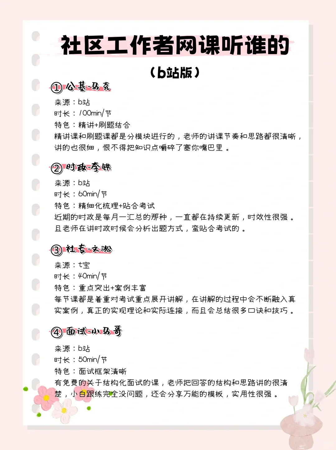 社区工作者网课听谁的（b站版）。