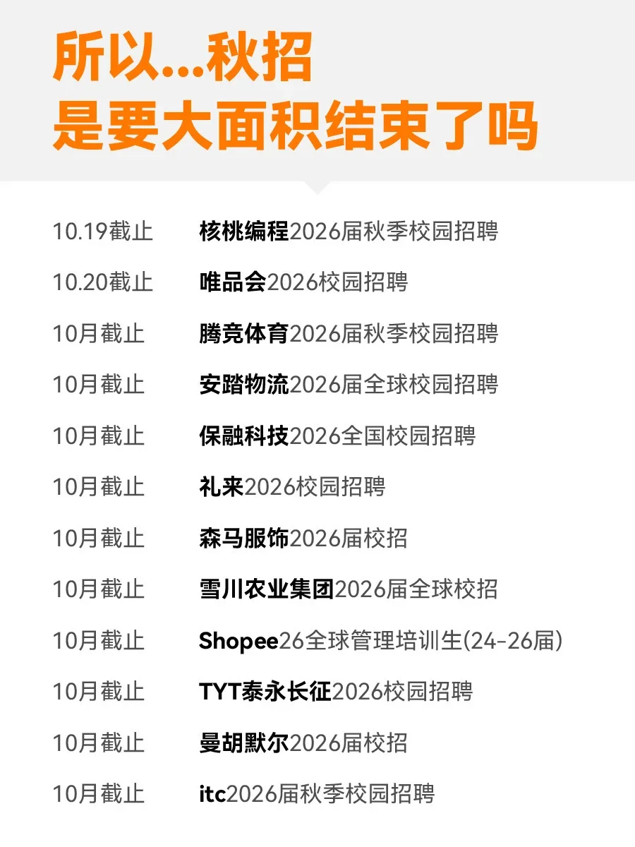 所以…秋招是要大面积结束了吗？？
