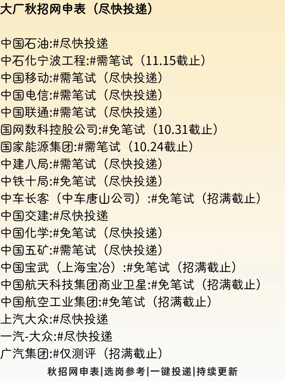进大厂的同学注意了， 尽快投递