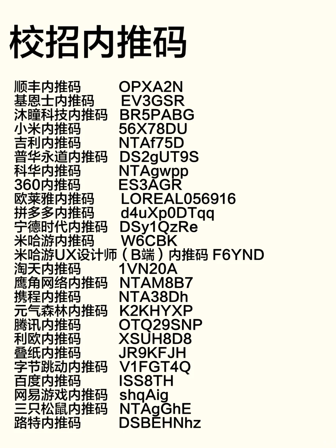 大厂校招内推码持续更新中～