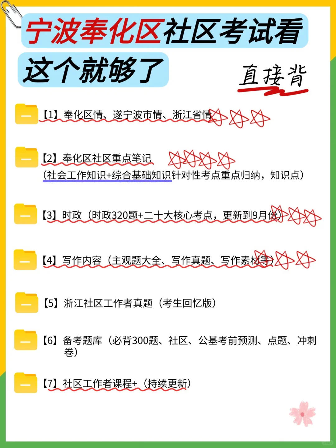 宁波奉化区社区工作者，就这几页，熬夜背吧