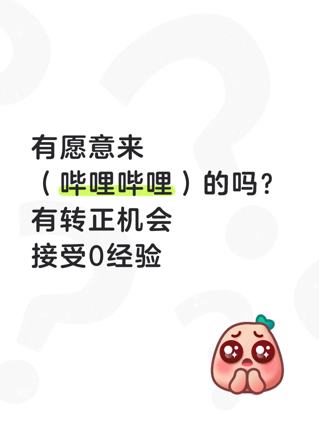 哔哩哔哩捞实习生，接受无经验有人愿意来吗