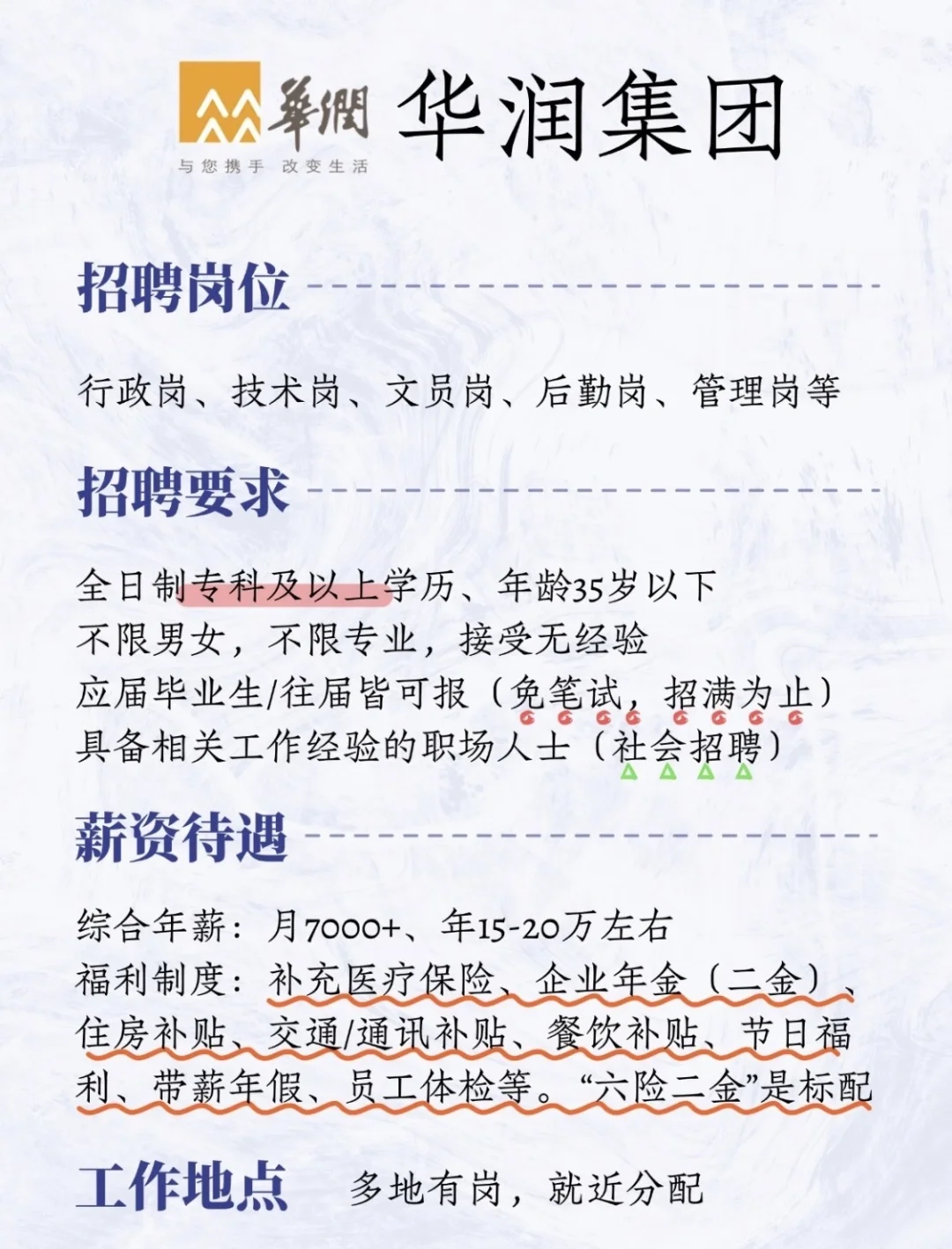 华润集团，月7000+多地有岗