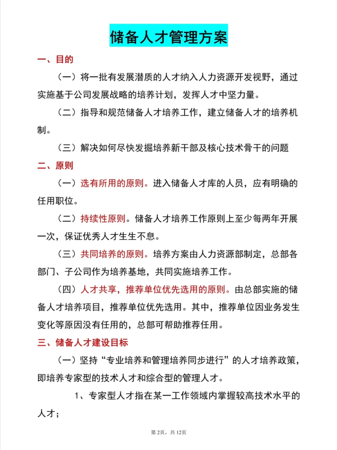 HR干货：储备人才管理方案（共11页）