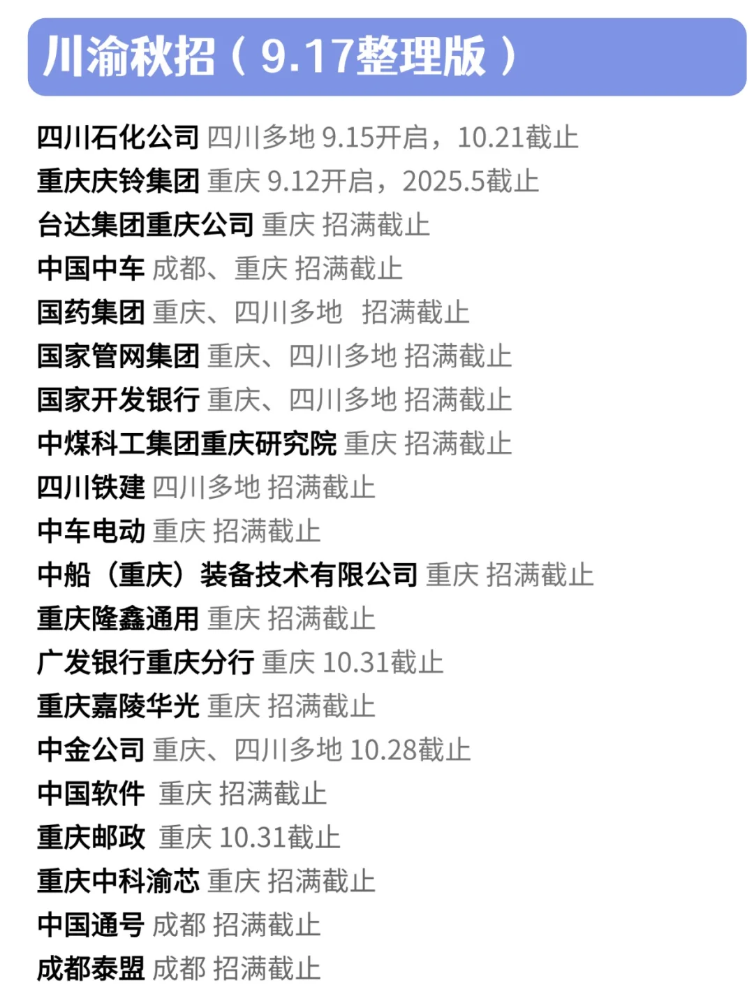 好耶!终于把这两天开的川渝秋招都投完啦