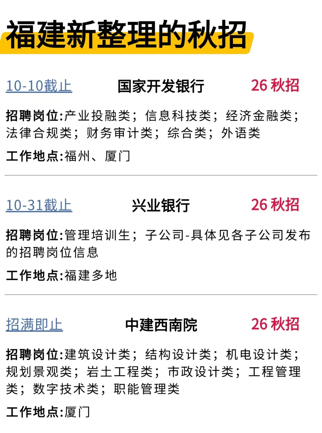 不要小瞧福建的26秋招啊。。