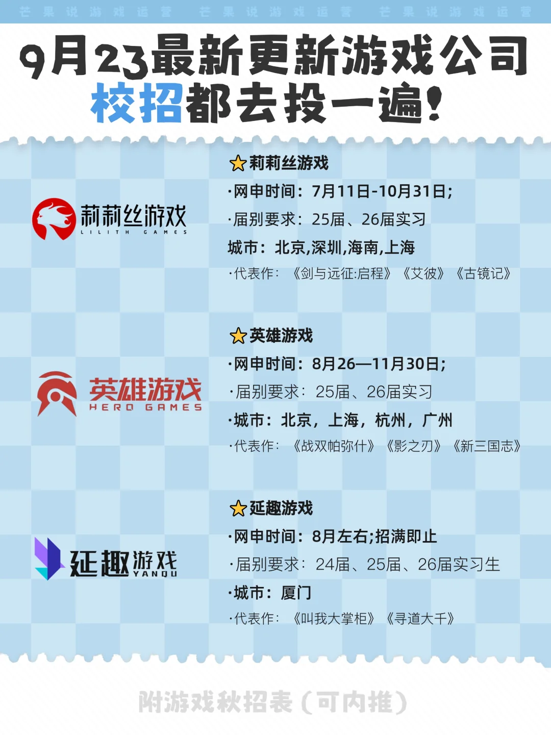 9月23日更新！建议把这些游戏公司都投一遍