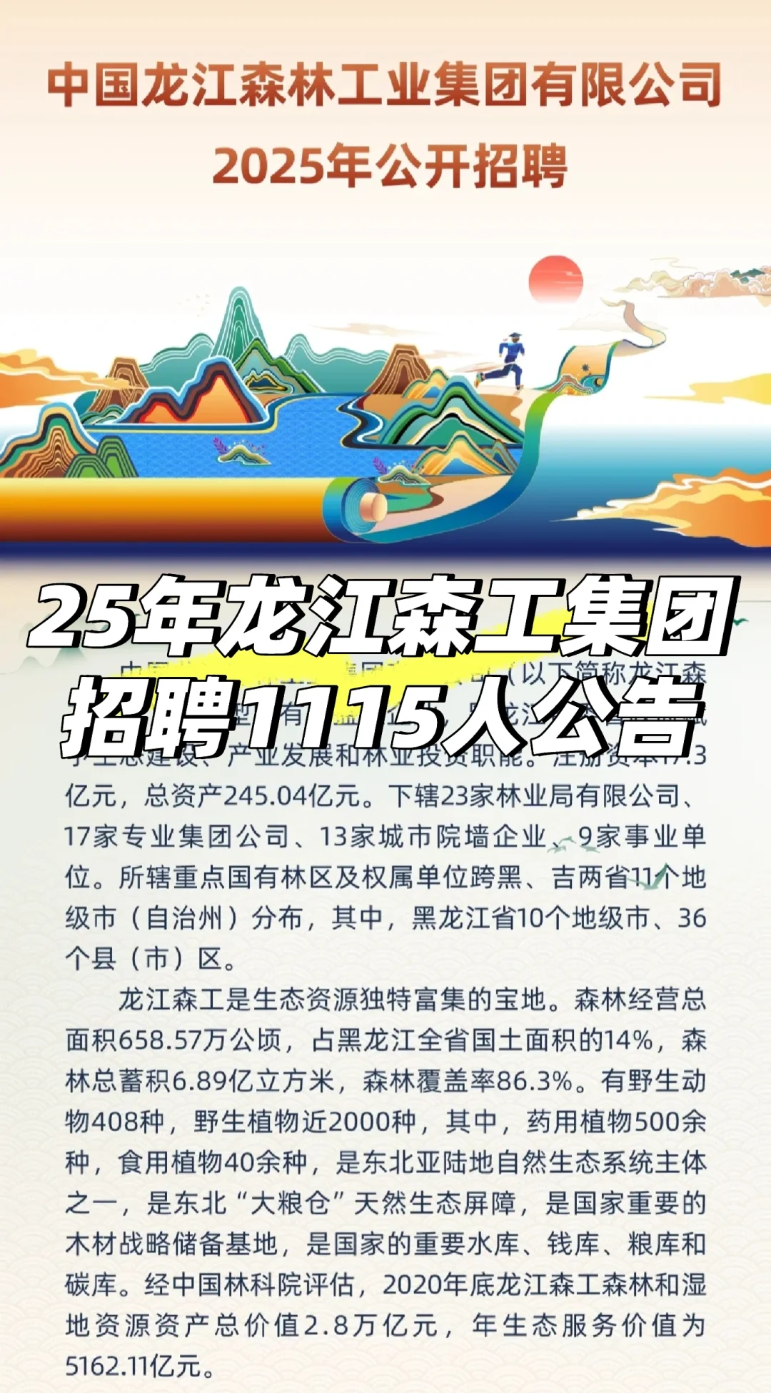 25年龙江森工集团公开招聘1115人公告