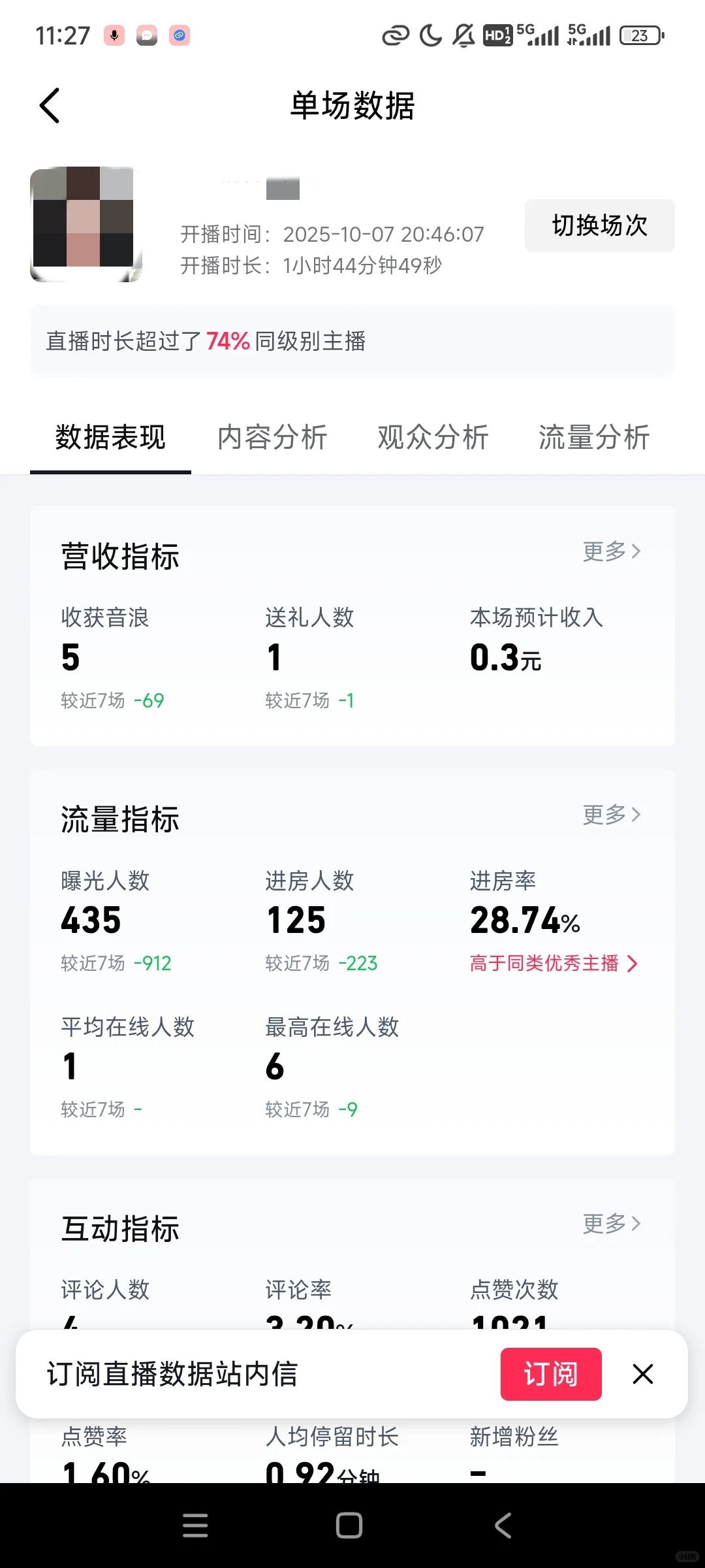 新人直播第一天（右划看音浪）