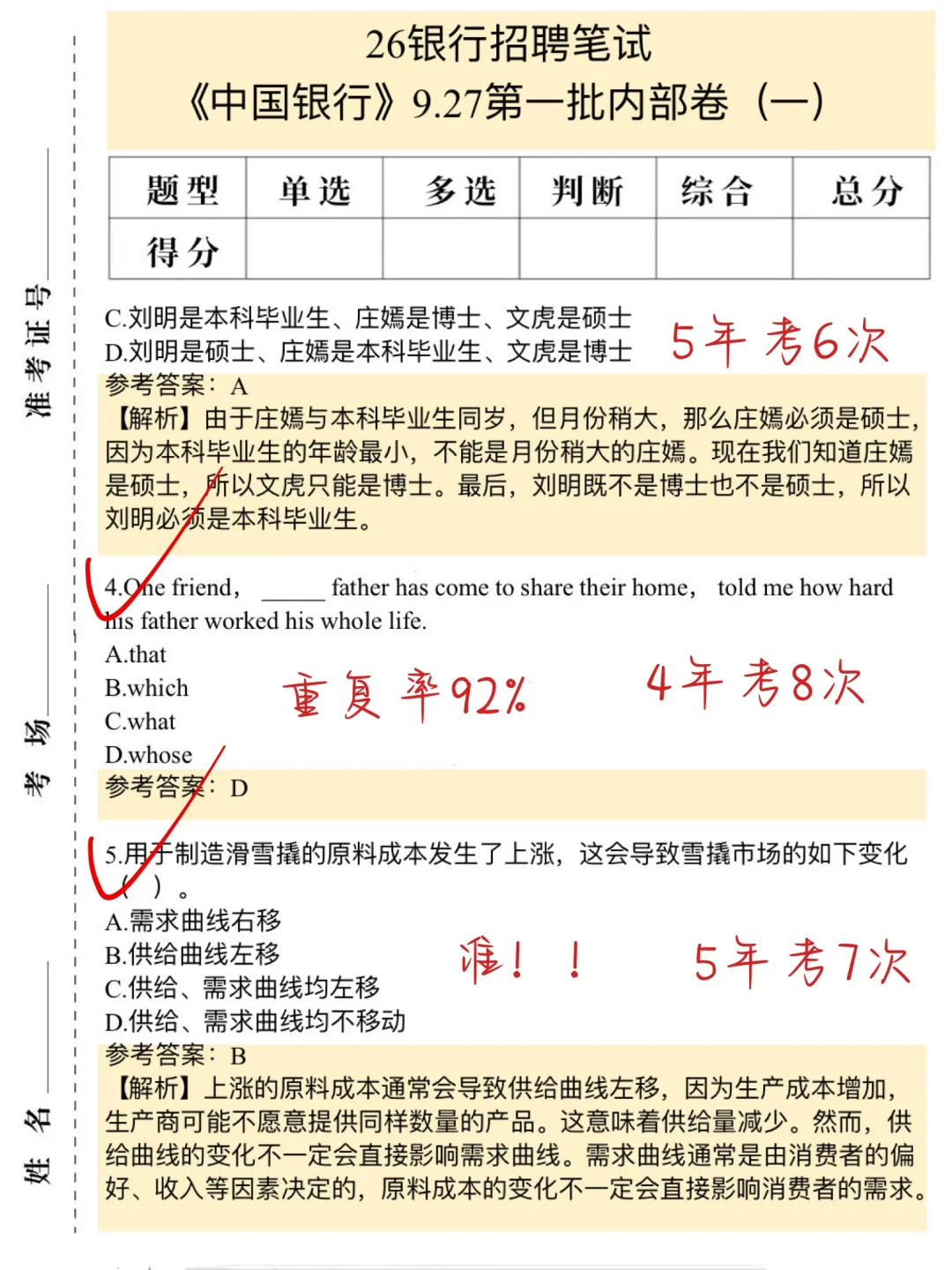 这不算泄题吧！中行秋招笔试范围已出，快背