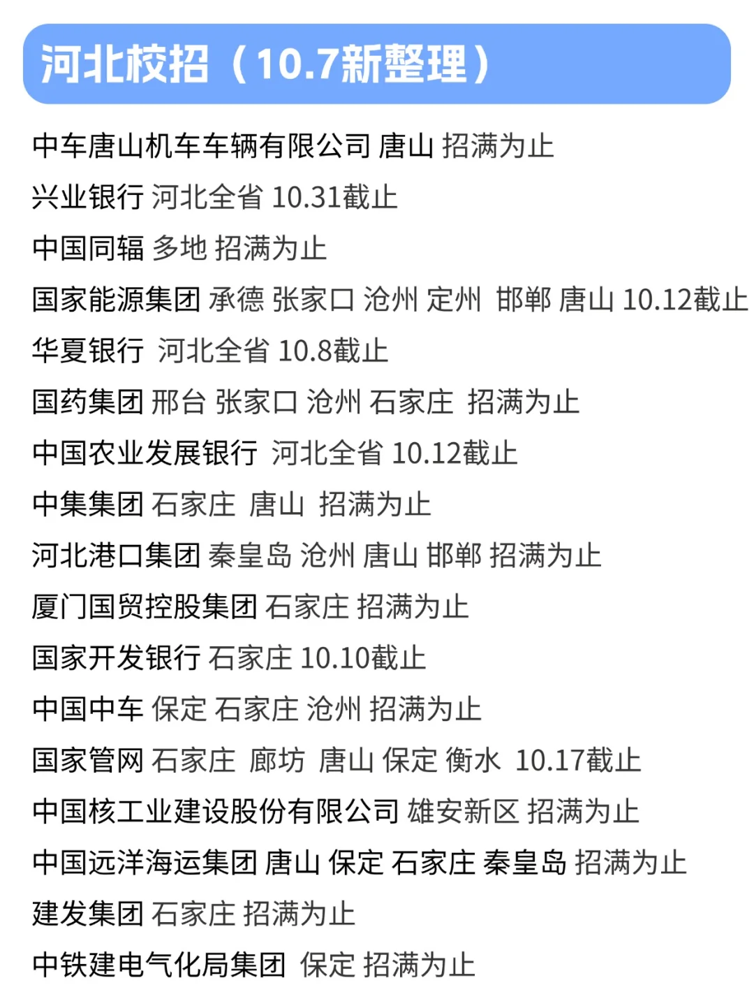 河北校招很适合假期投递！