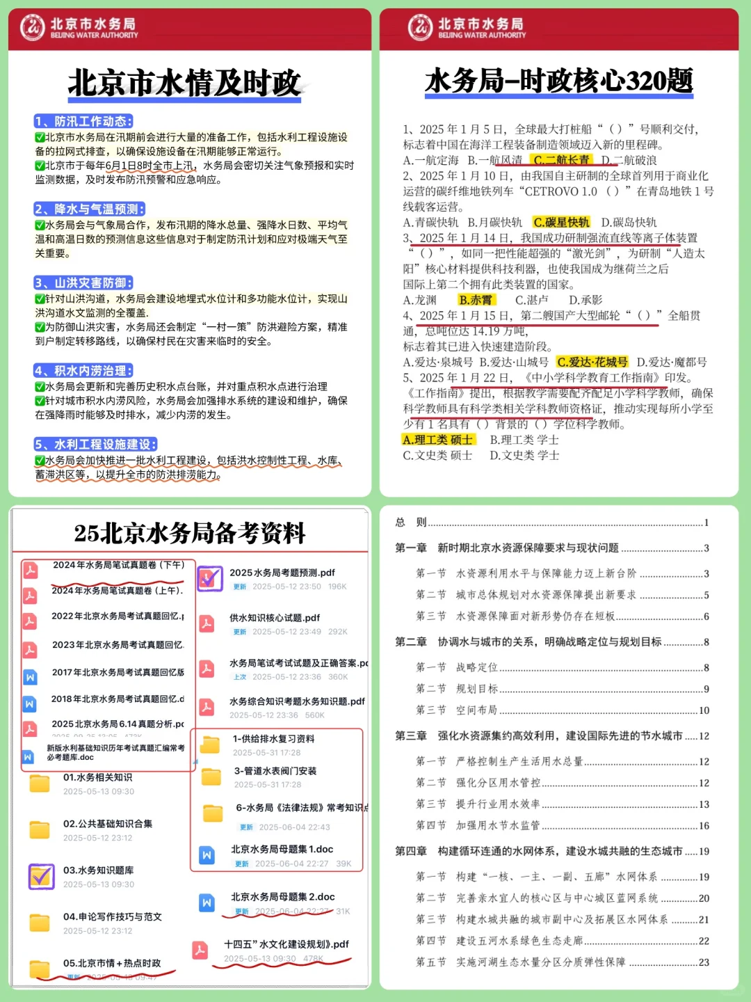 刚刚北京水务局考试范围已曝光，10天背完80+