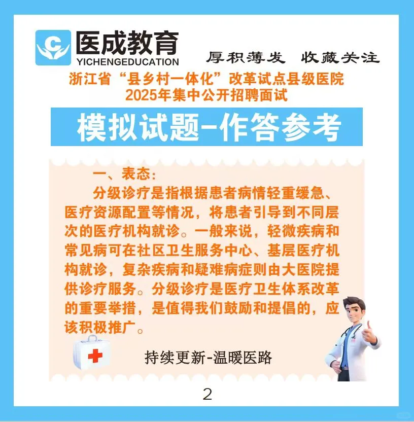 2025年浙江省县级医院招聘面试模拟试题
