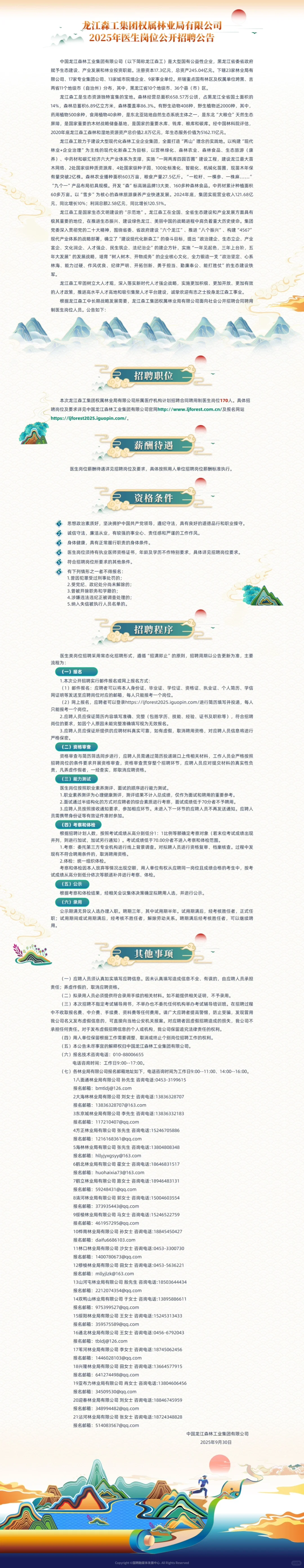 中国龙江森林工业集团有限公司招聘1115人
