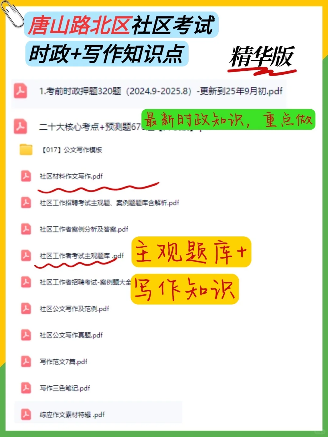 唐山路北区社区招聘来了，就这几页，熬夜背