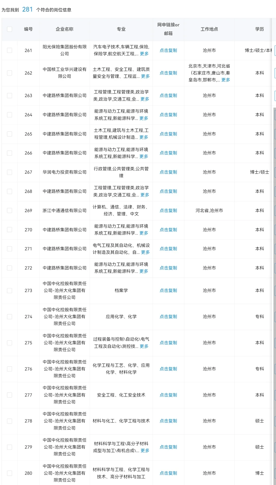 河北沧州秋招可投央国企