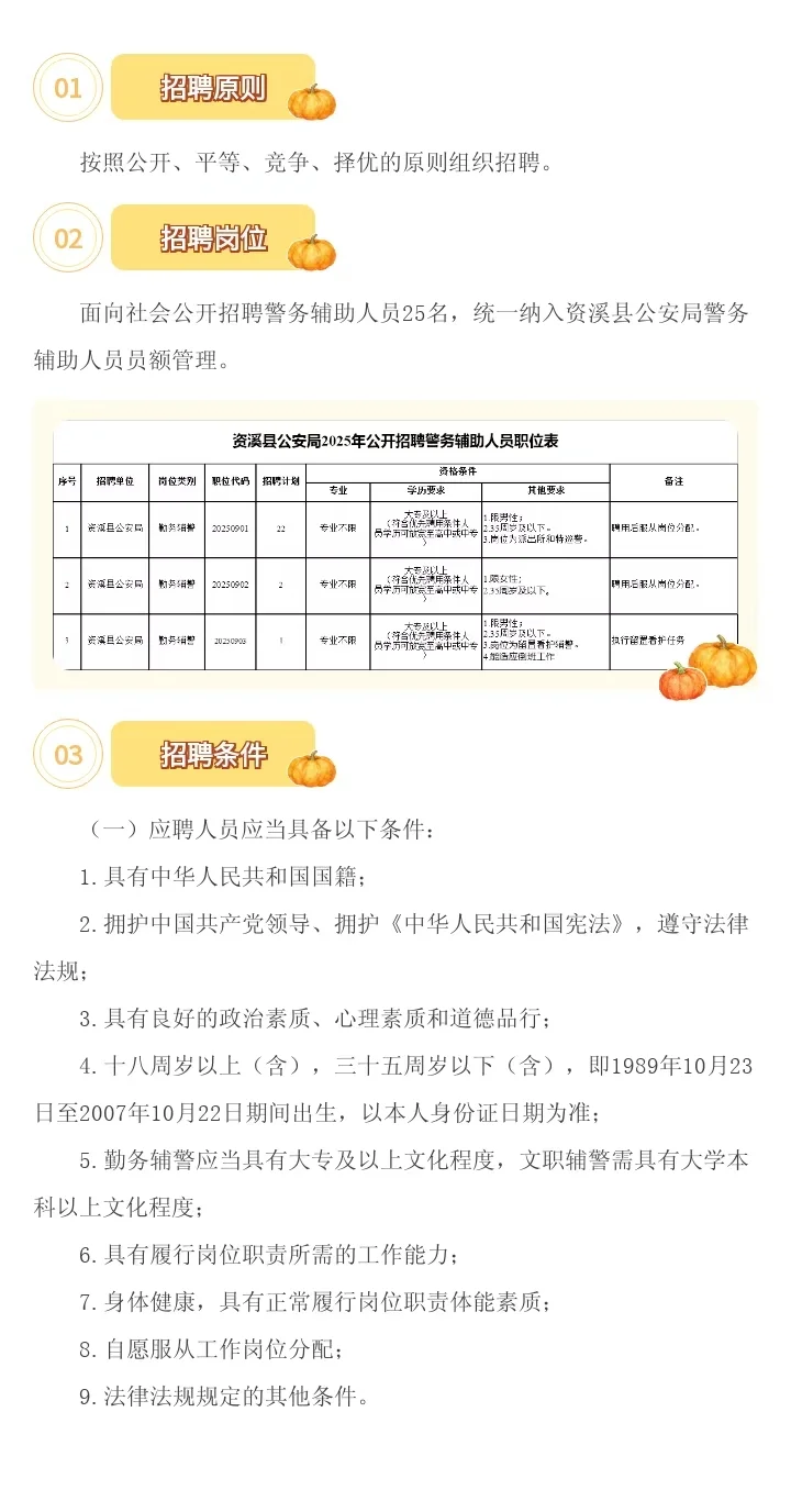 资溪县公安局招聘警务辅助人员25人