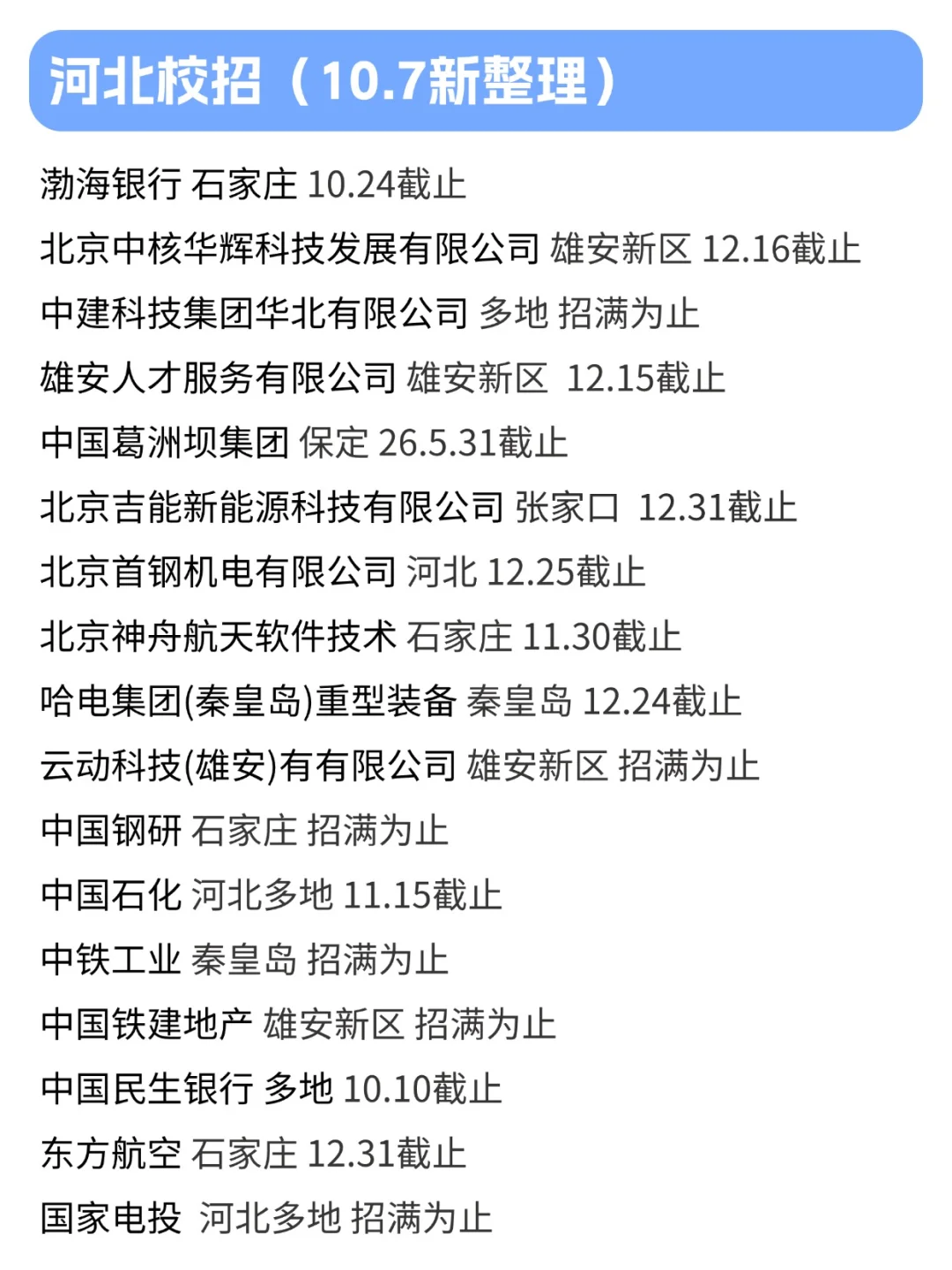 河北校招很适合假期投递！