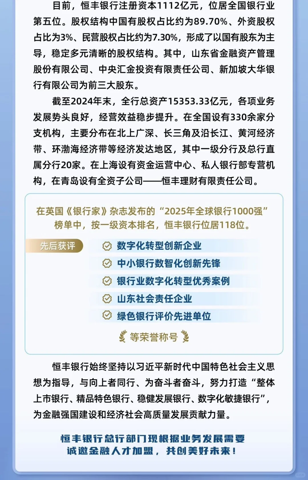 【社招】恒丰银行2025社会招聘
