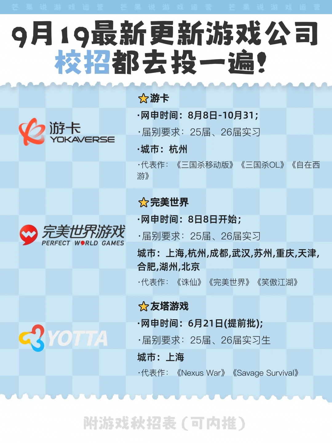 9月19日更新！建议把这些游戏公司都投一遍
