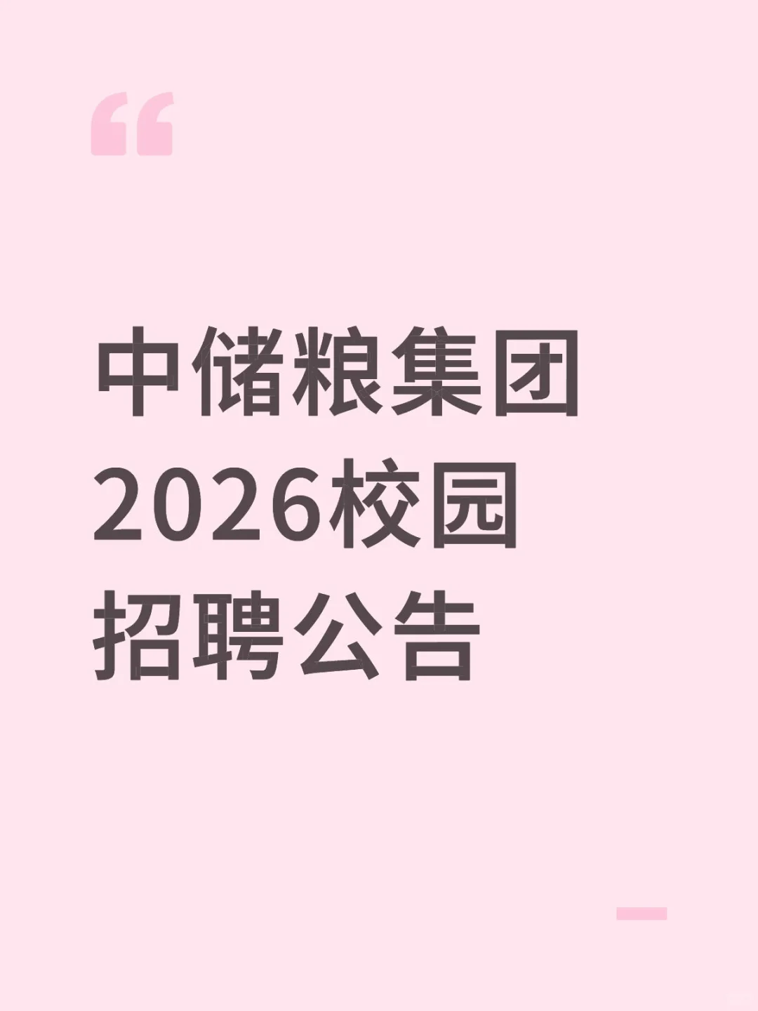 中储粮集团2026校园招聘公告