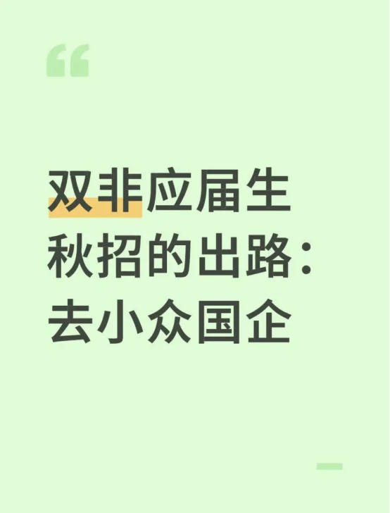双非应届生秋招的出路：去小众国企