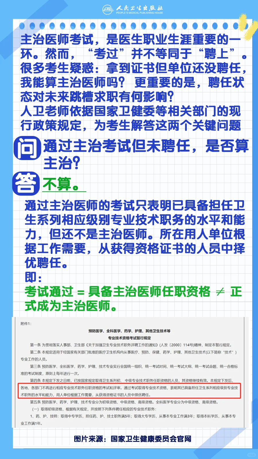 拿到证书但单位还没聘任，算主治医师吗？