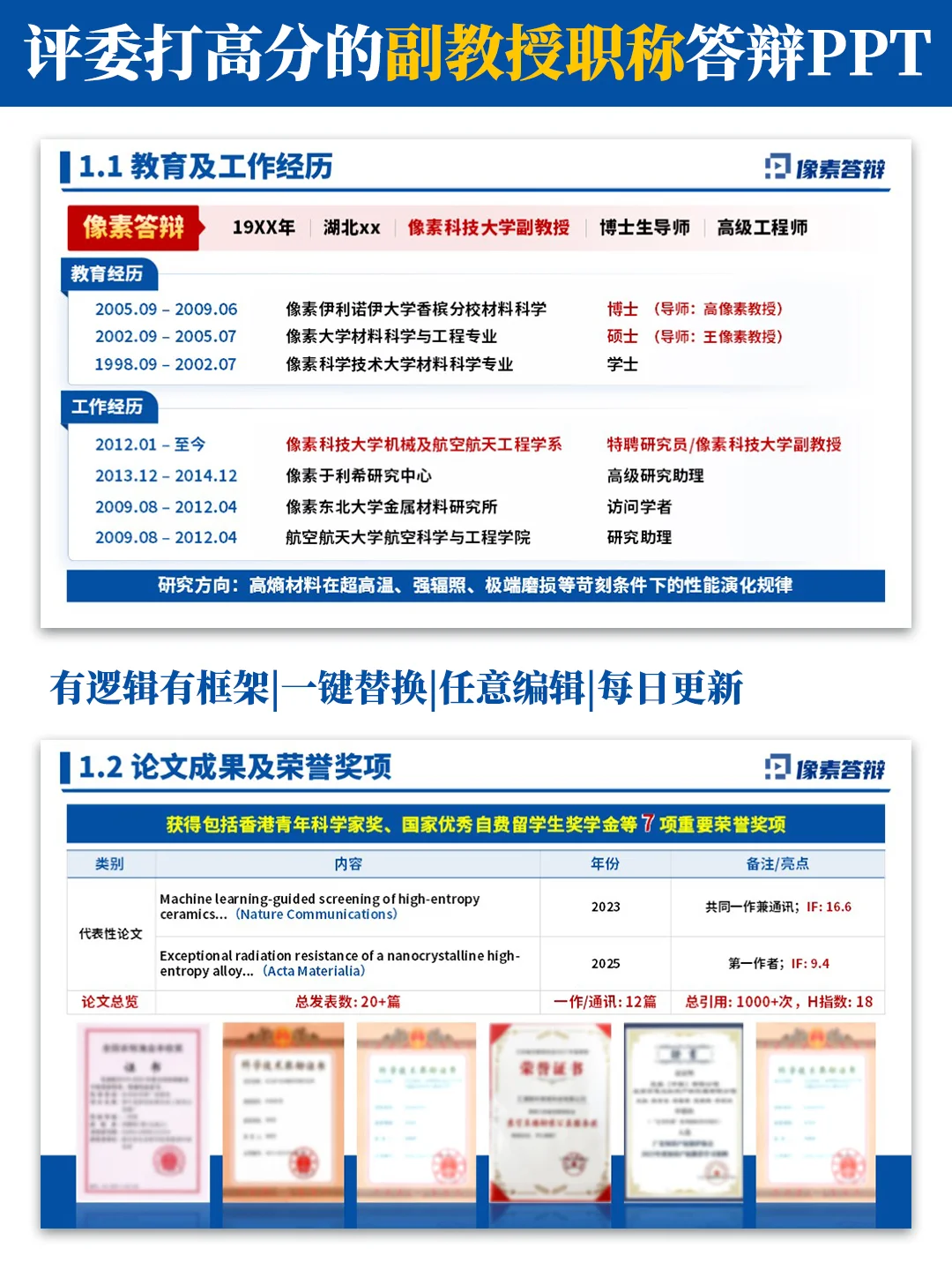 评委说这个预聘副教授PPT真的很有含金量✨