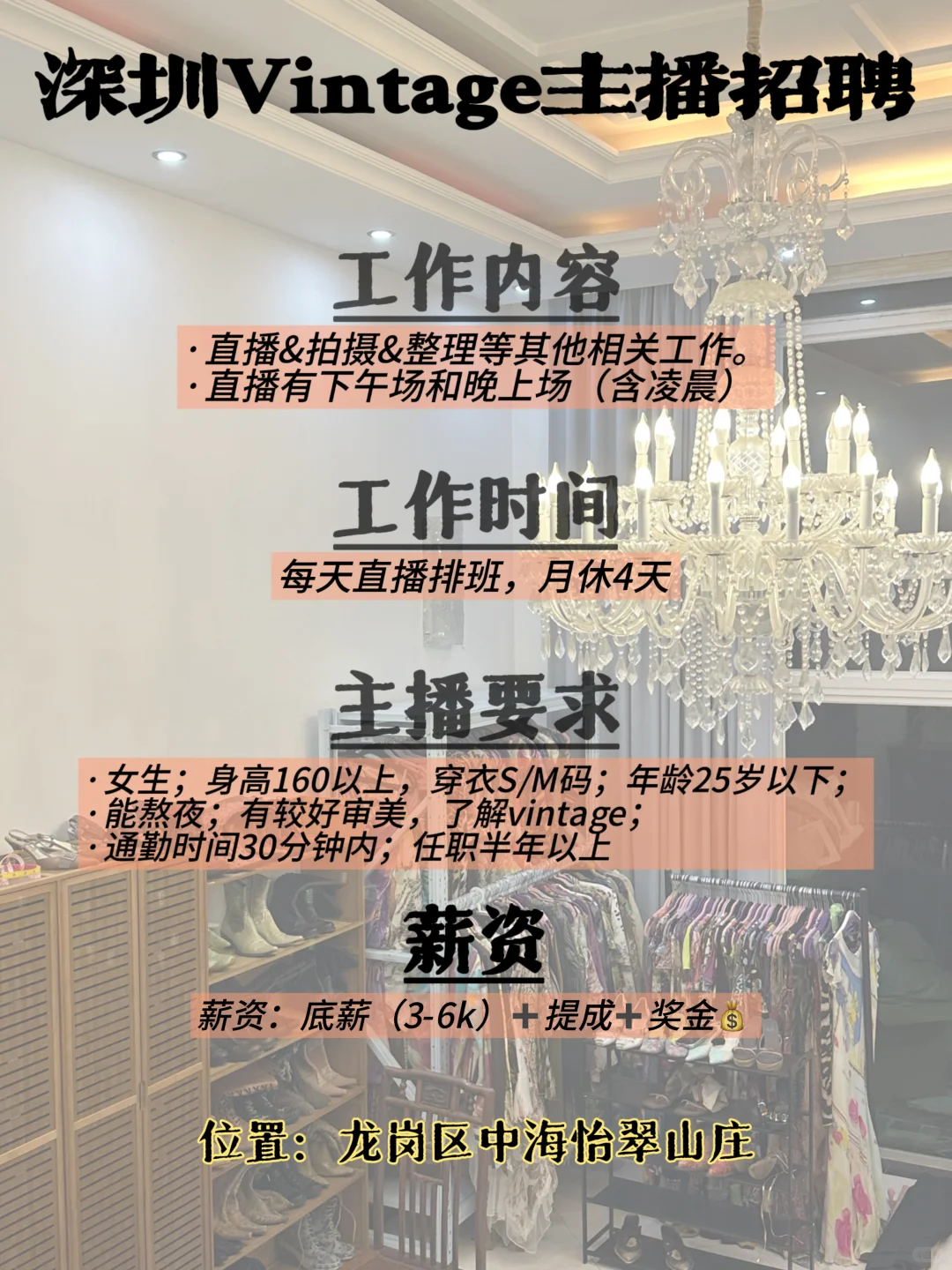 深圳vintage｜主播招聘