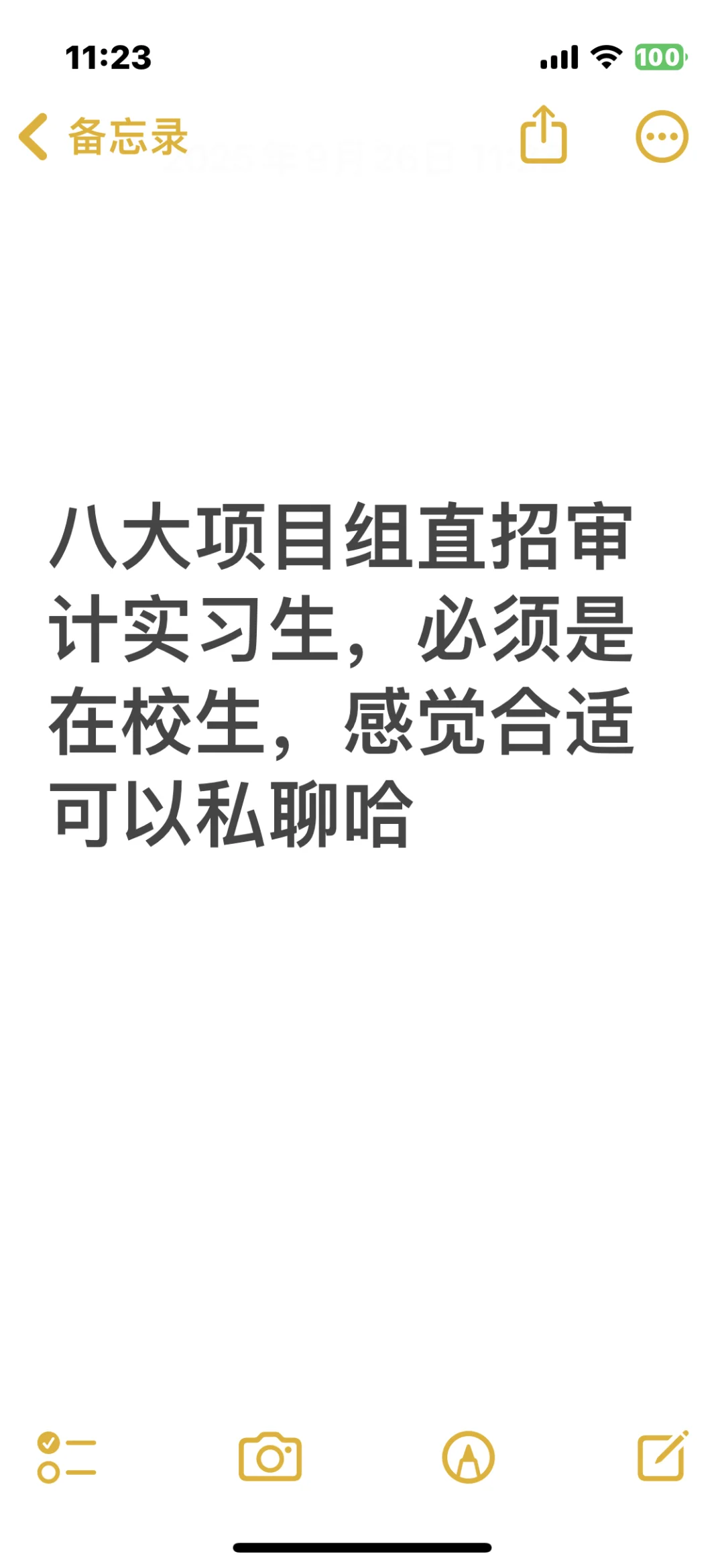 项目直招审计实习生