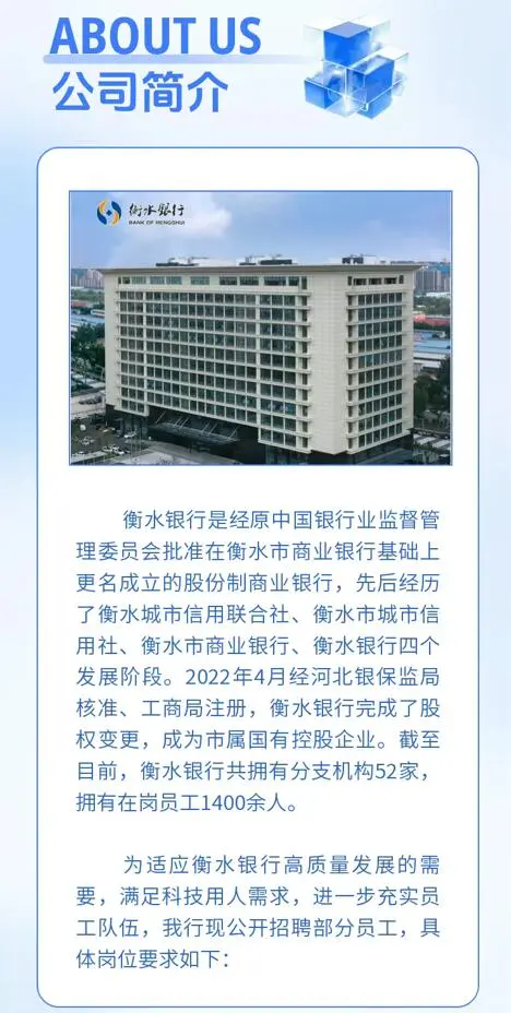 衡水银行2025年科技员工社会招聘公告