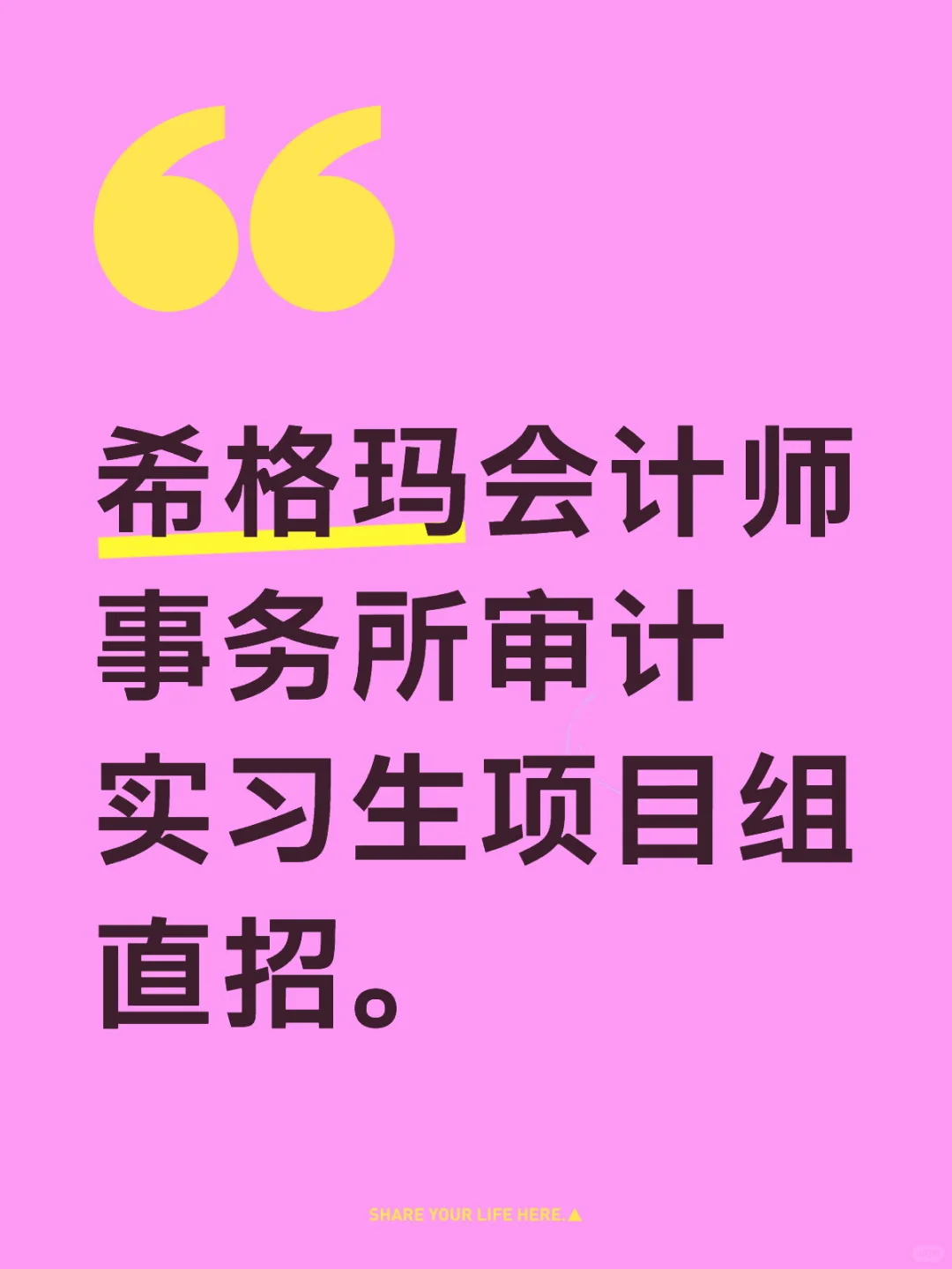 希格玛会计师事务所审计实习生项目组直招