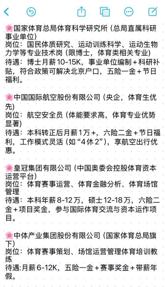 秋招一定要去试试的央国企——体育类