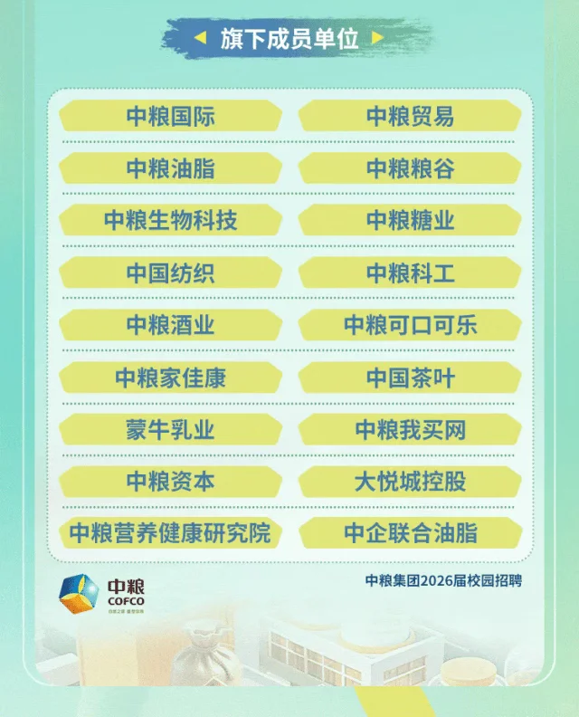央企招聘农学就业| 中粮集团2026届校园招聘