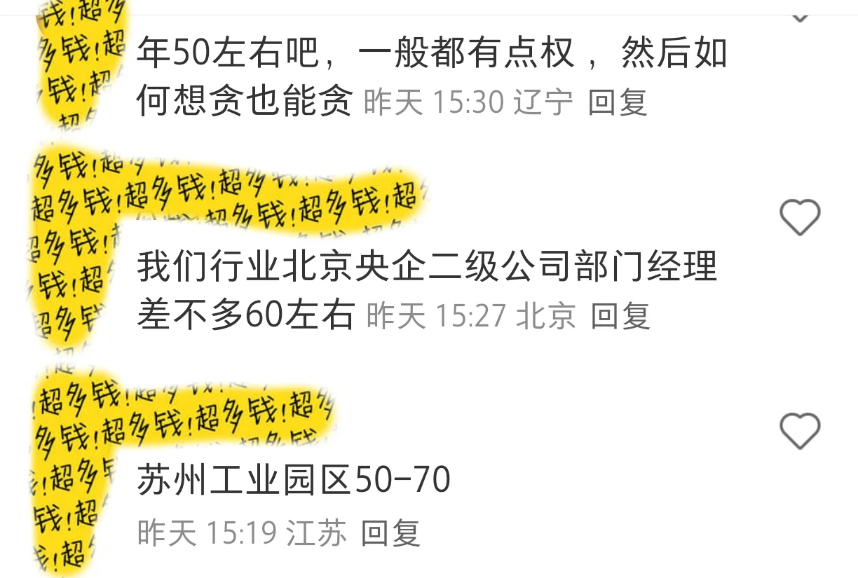 国企中层收入的简单汇总版来了