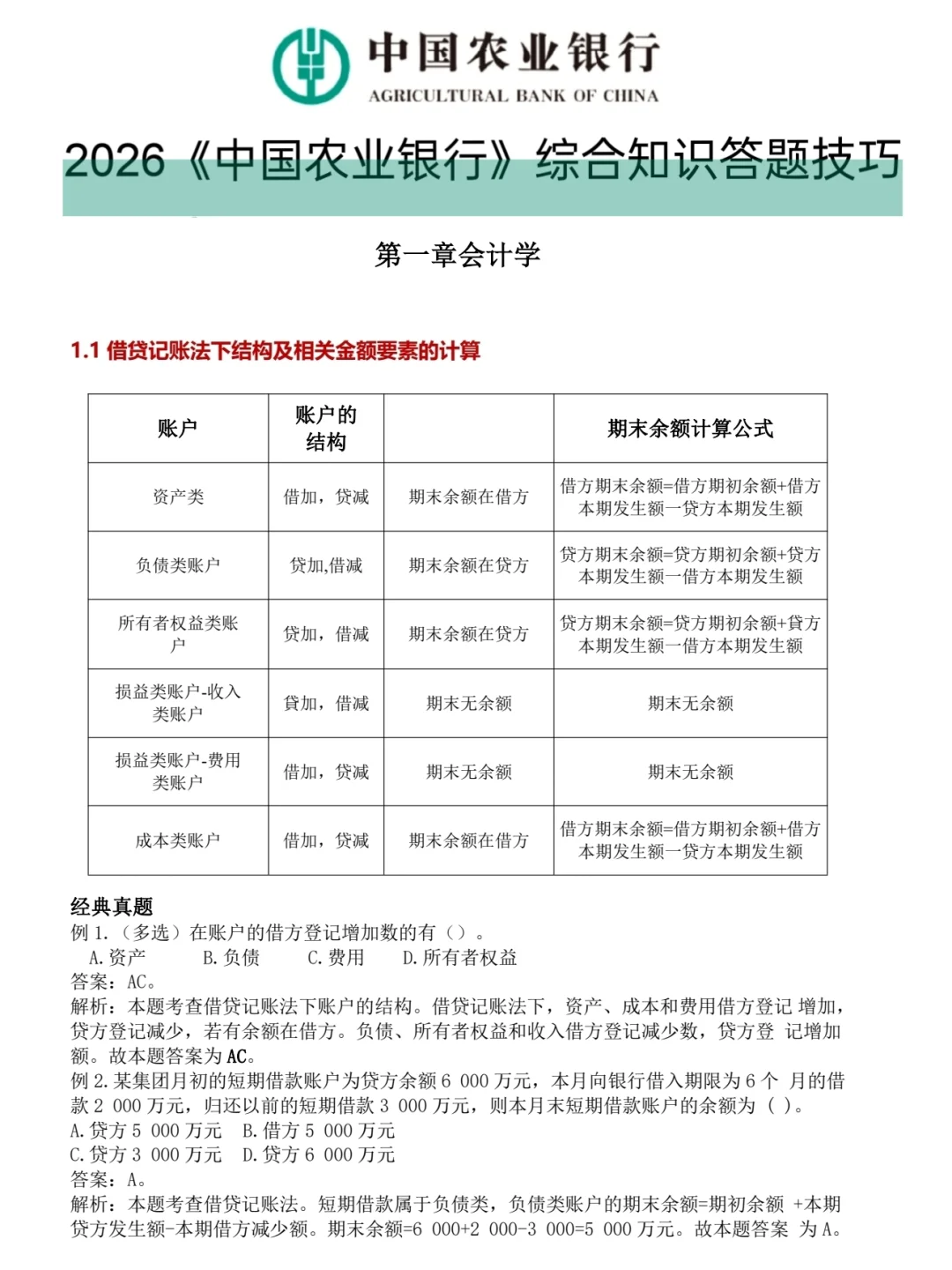 26农业银行笔试，觉得来不及参考下去年的我