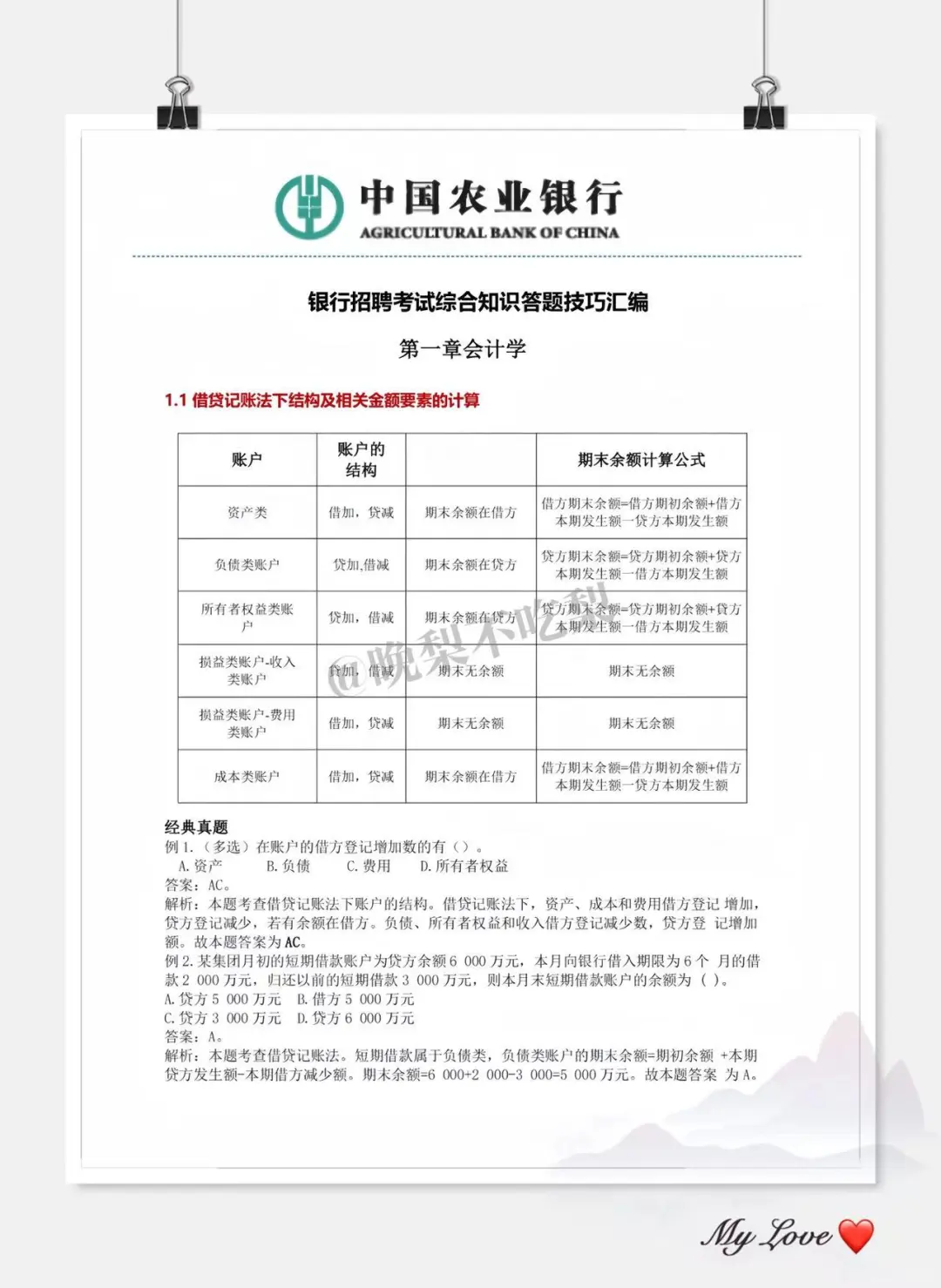 给参加农业银行秋招笔试的人一份考前小抄