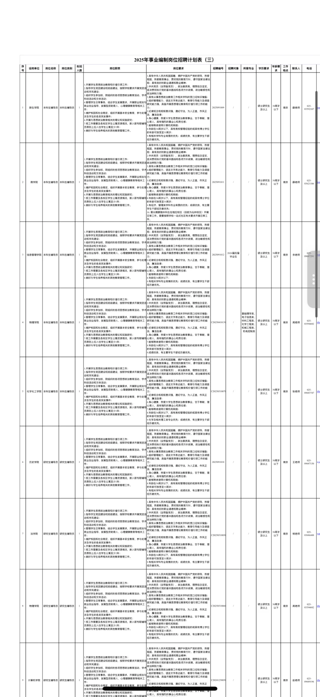 南京大学2025年事业编制人员公开招聘公告