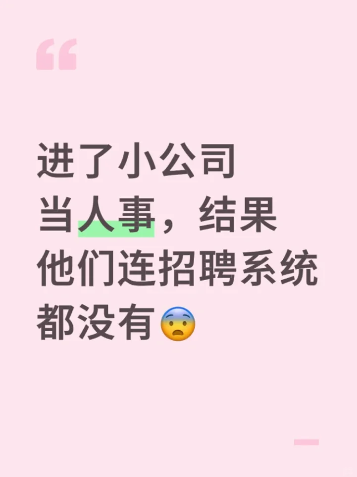 进了个小公司当人事，结果连招聘系统都没有