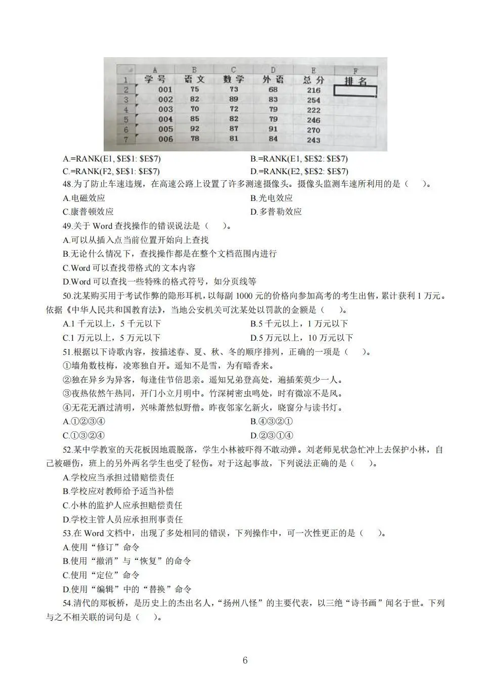 教资中学综合素质易错100题