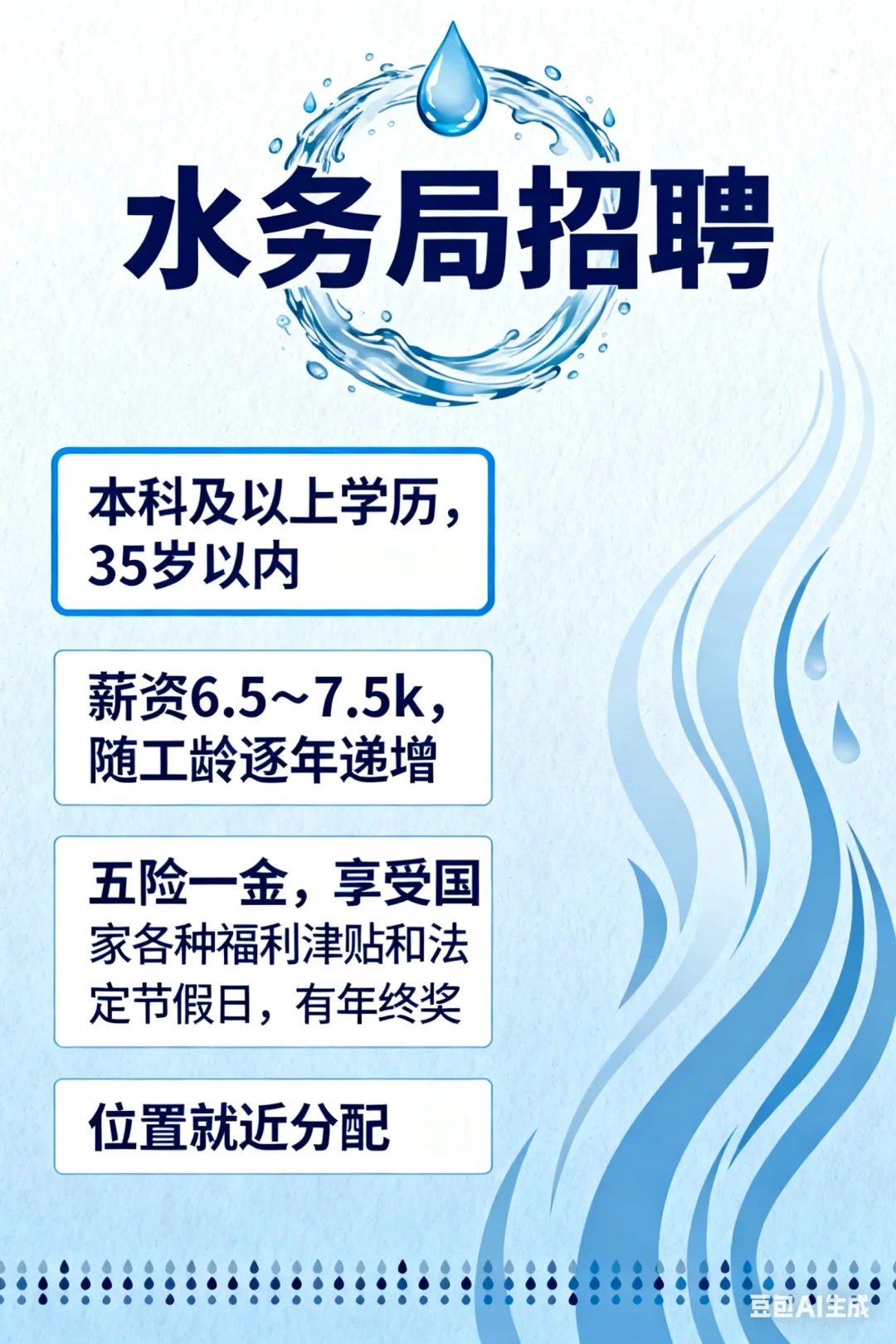 告别996！水务局招聘啦，给你稳稳的幸福