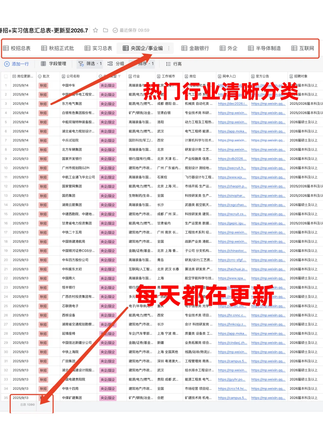 26届秋招！央国企招聘信息汇总表（9.15版）