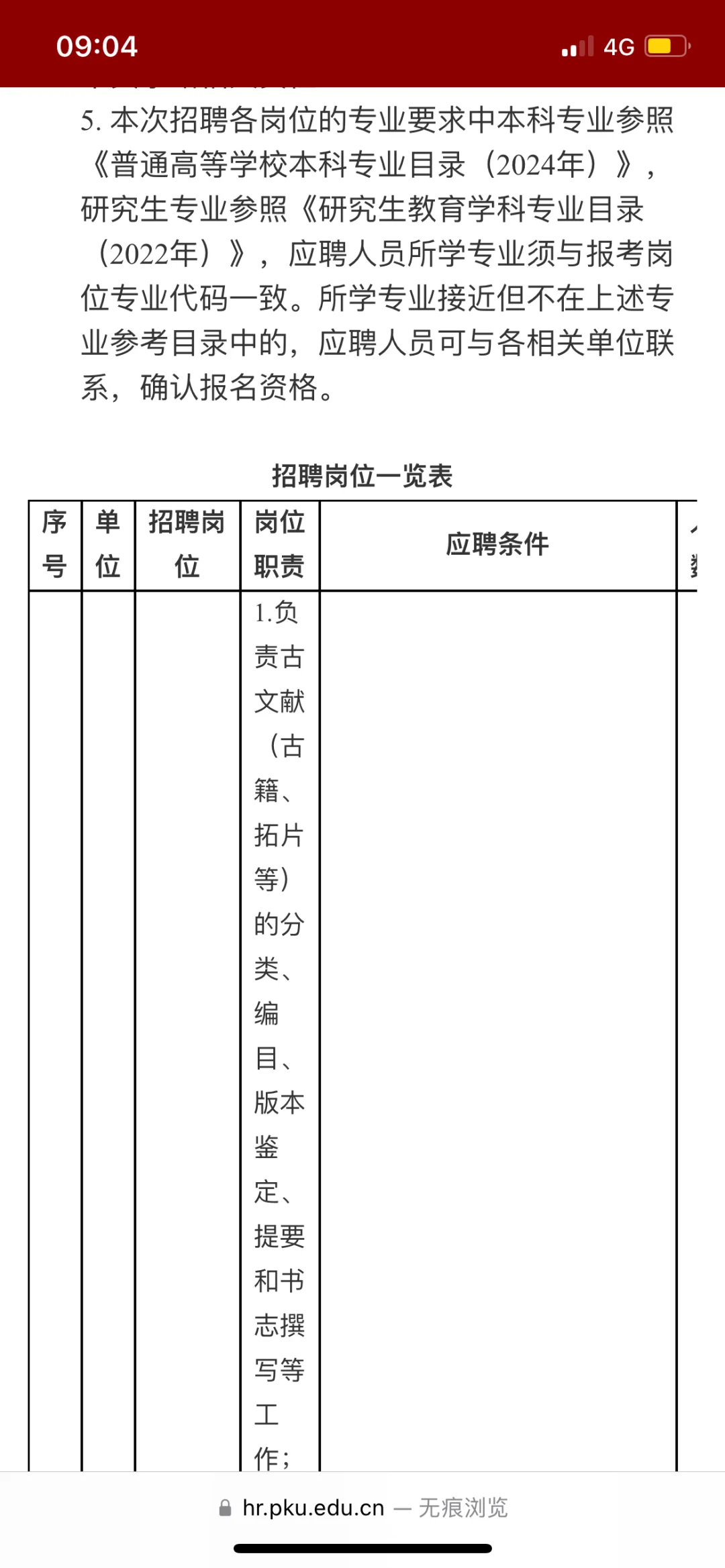 北京大学招聘工作人员公告