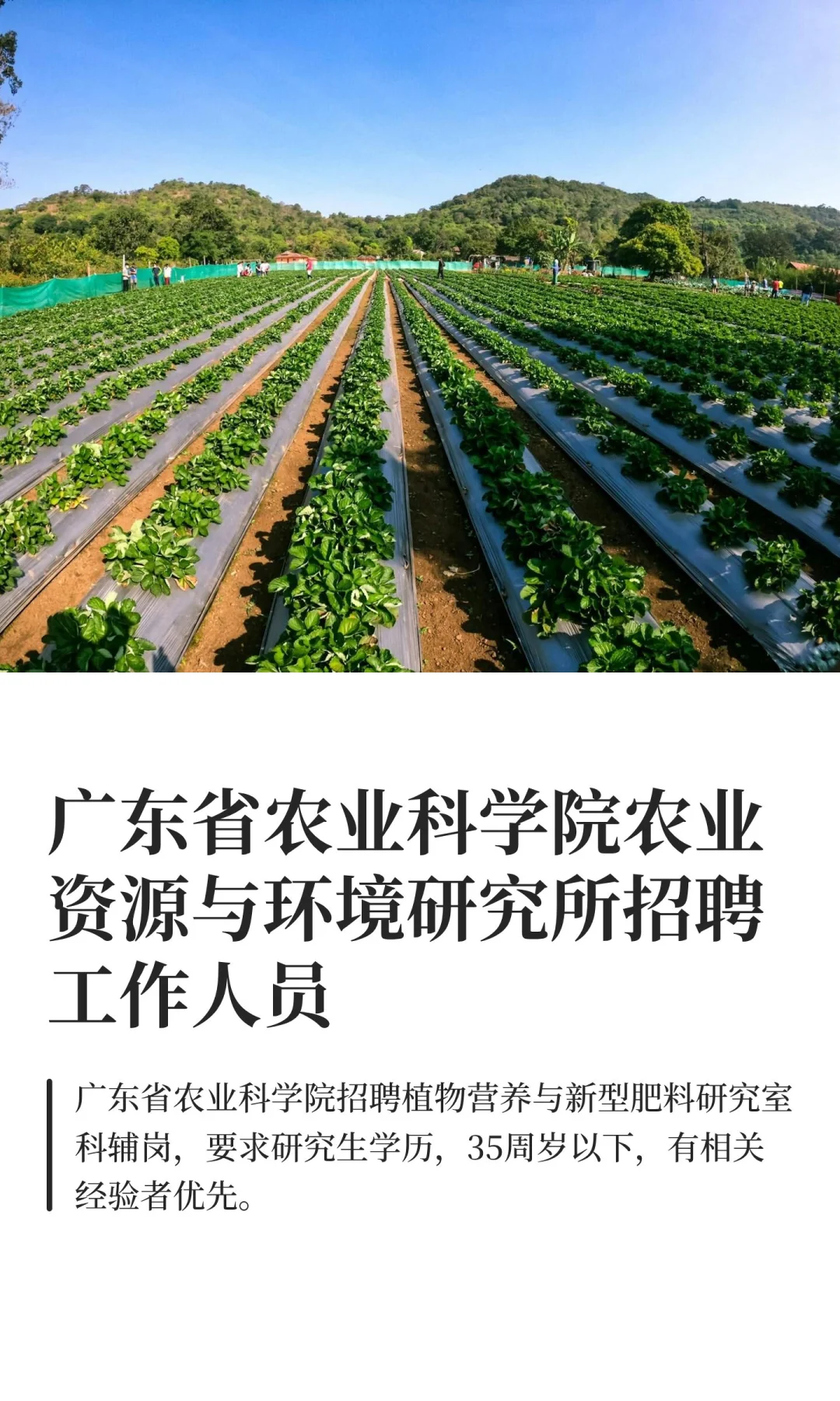 广东省农业科学院农业资源与环境研究所招聘
