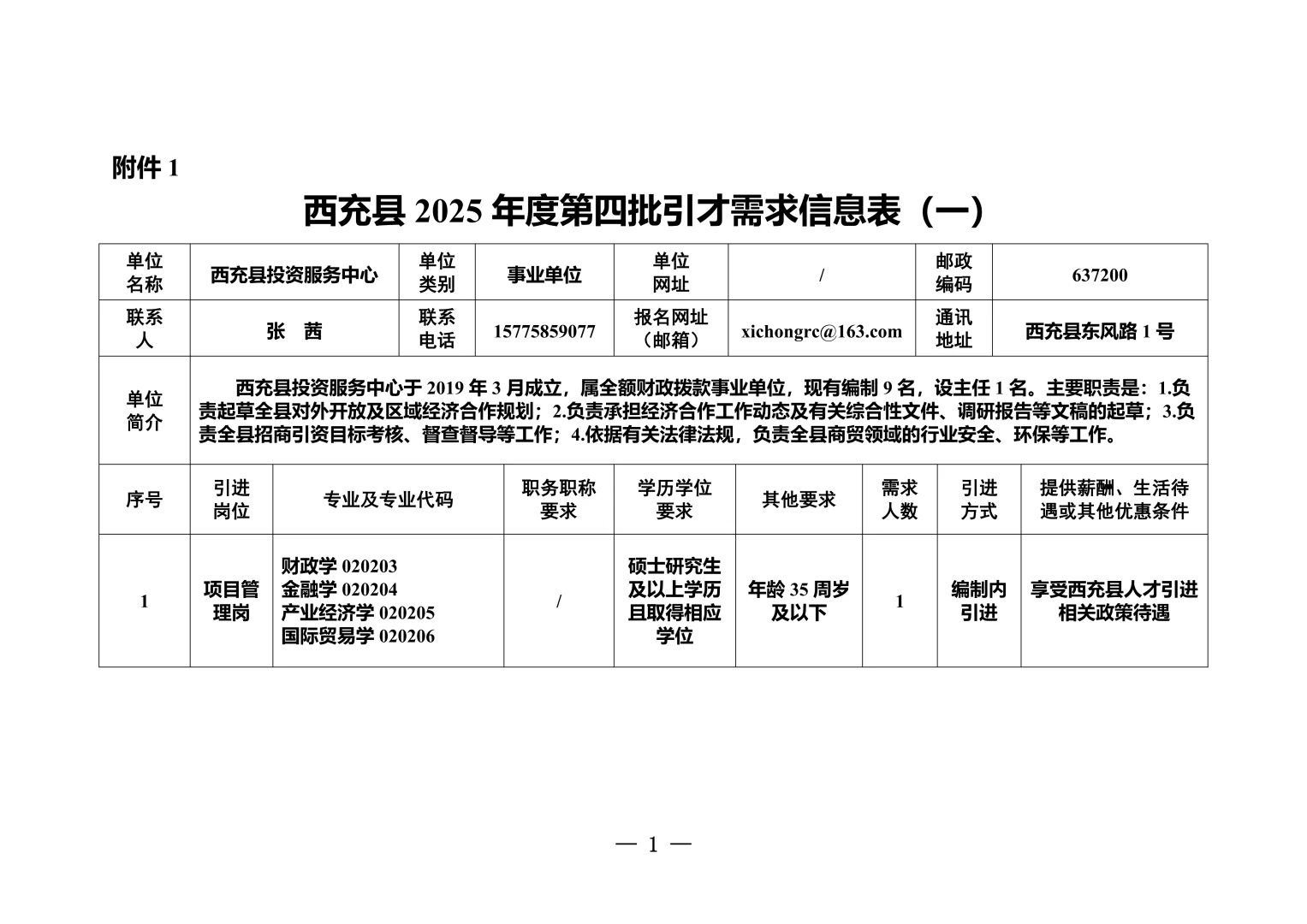 南充市西充县第四批人才引进17人
