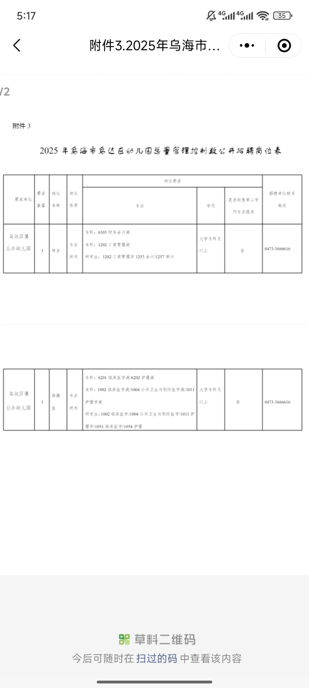 乌海乌达区幼儿园招聘6人
