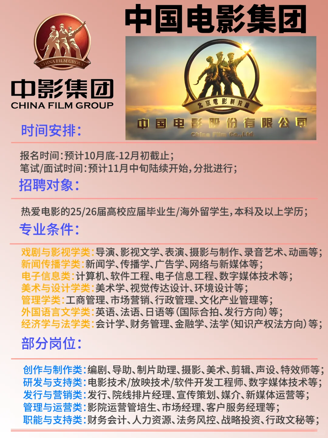 🎬中国电影集团捞人了！！