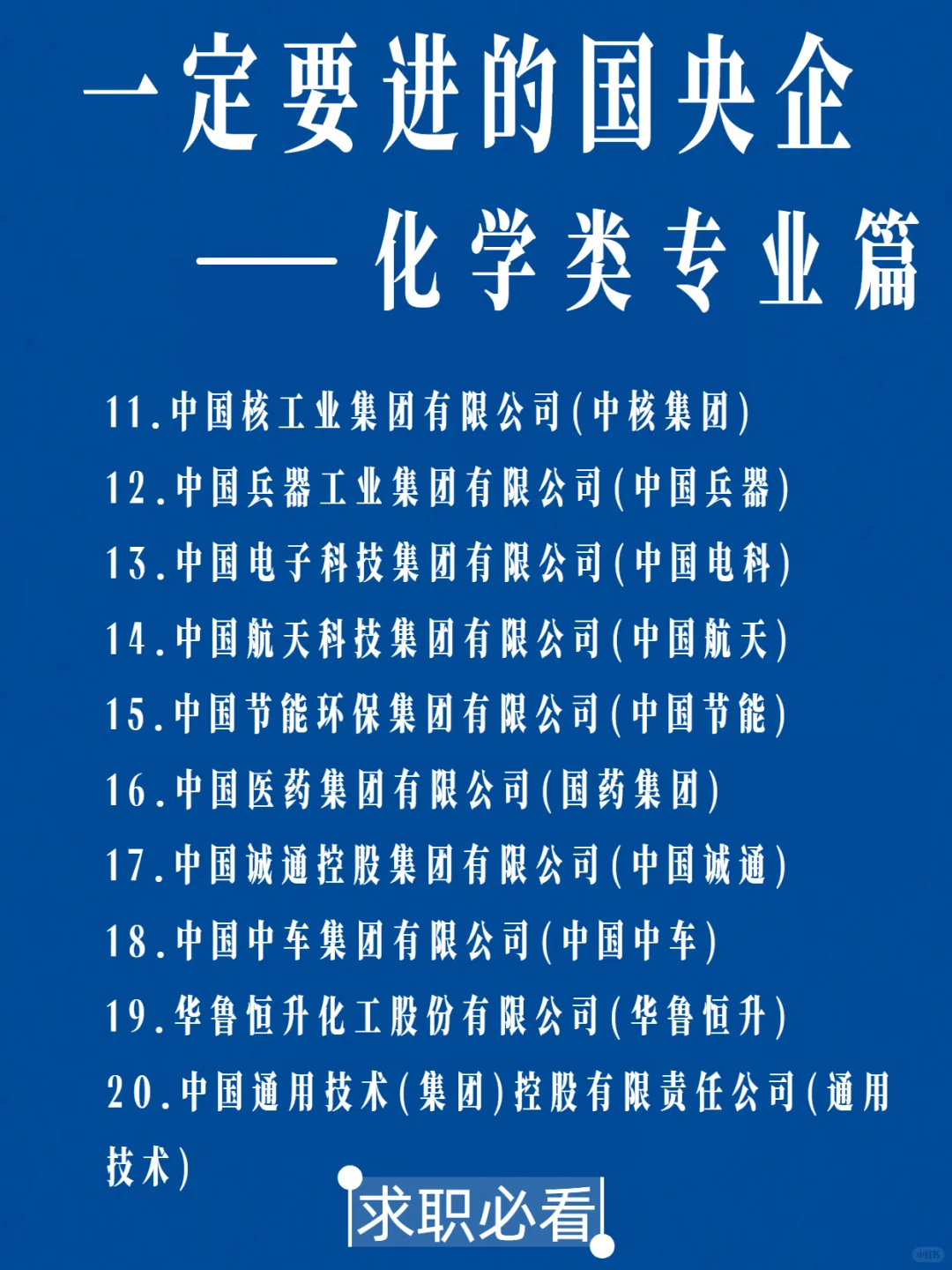 化学类专业一定要进的央国企，千万不要错过